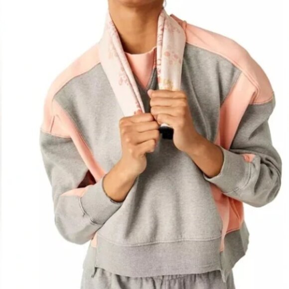 Free People Intercept Colorblock Oversized Pullover In Heather Grey Mellon. NWT! - Picture 2 of 6